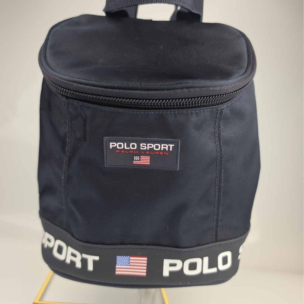 Polo Sport Ralph Lauren Vintage 90s Mini Navy Nylon Backpack Rucksack USA Flag